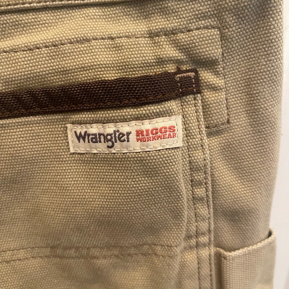 Wrangler Riggs Workwear 14X31 Tan Canvas Carpenter Pants Reinforced Knee - Picture 6 of 10